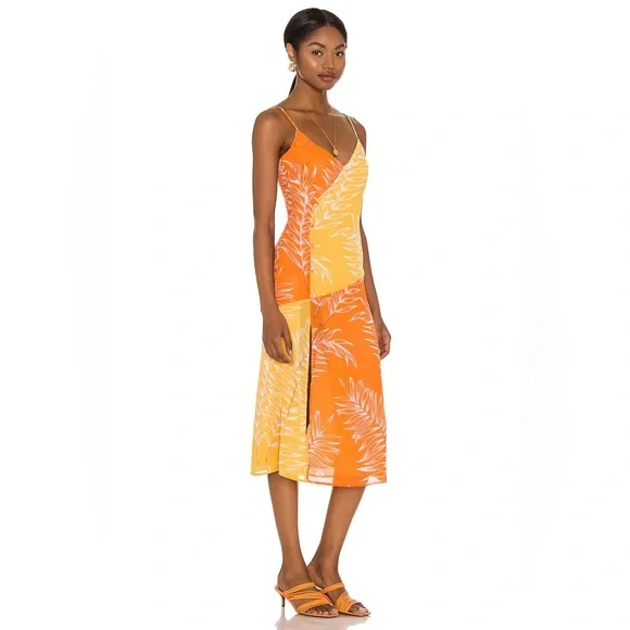 Camila Coelho Vivienne Midi Dress in Yellow & Orange - Picture 9 of 11